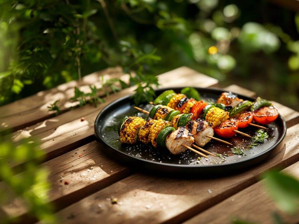 Imagem de alimento grelhado no grelhador elétrico