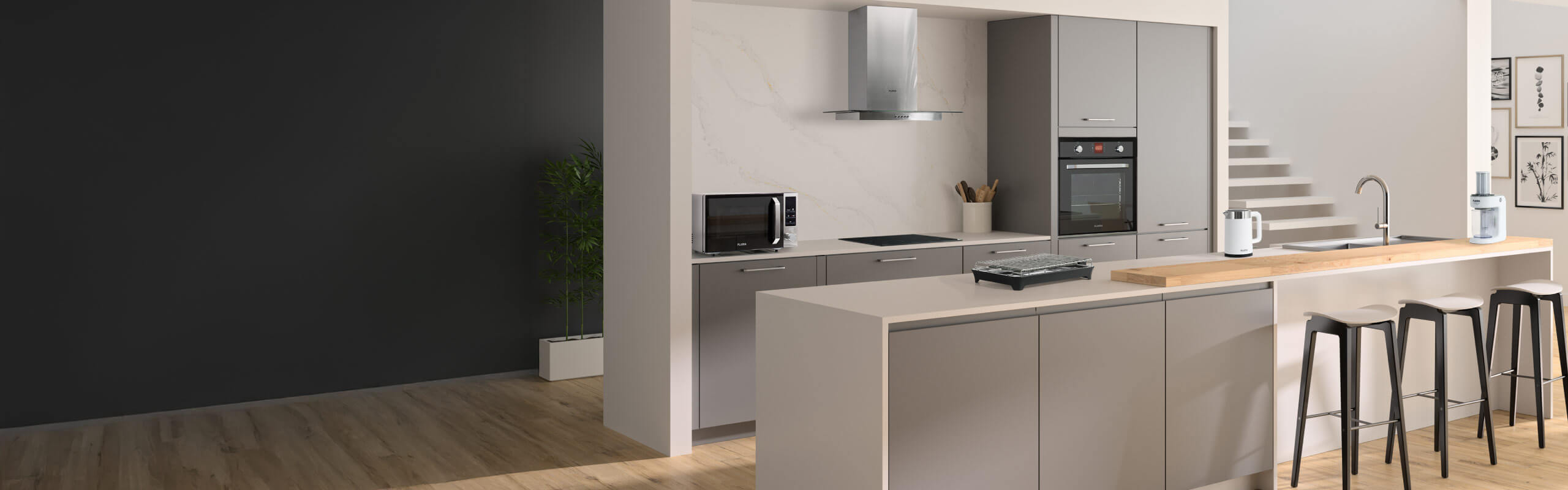 Cozinha completa com forno e placa de induo