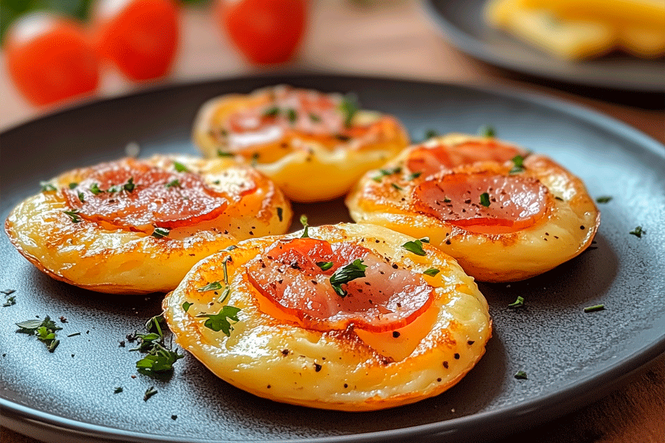 Omelete de bacon e queijo mozarela