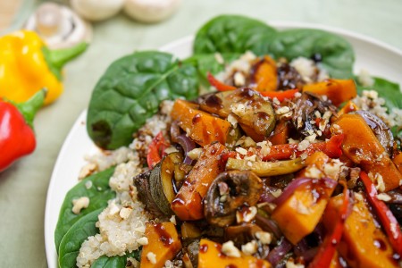 Legumes Assados com Quinoa no Micro-ondas Air Fryer