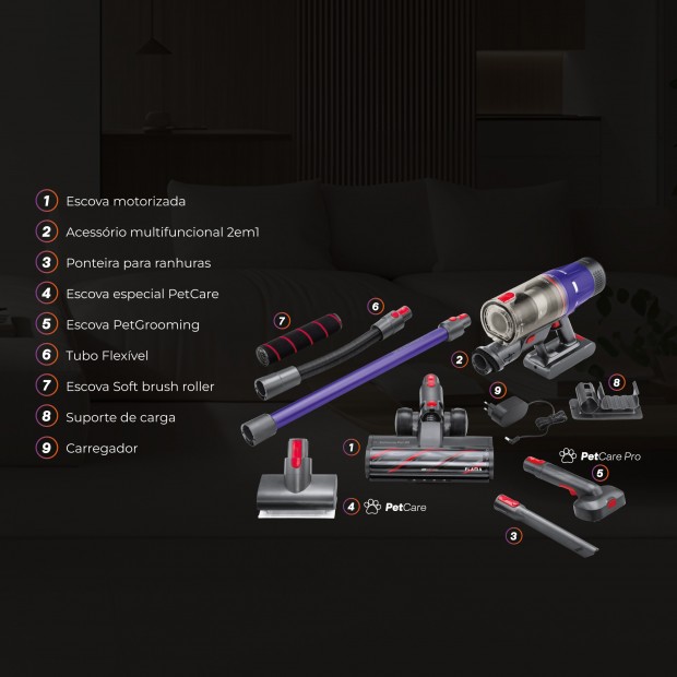 Aspirador Vertical ProExtreme Pet 85 Sem Fios 1648FL Aspirador Vertical ProExtreme Pet 85 Sem Fios 1648FL