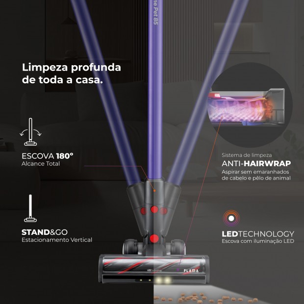 Aspirador Vertical ProExtreme Pet 85 Sem Fios 1648FL Aspirador Vertical ProExtreme Pet 85 Sem Fios 1648FL