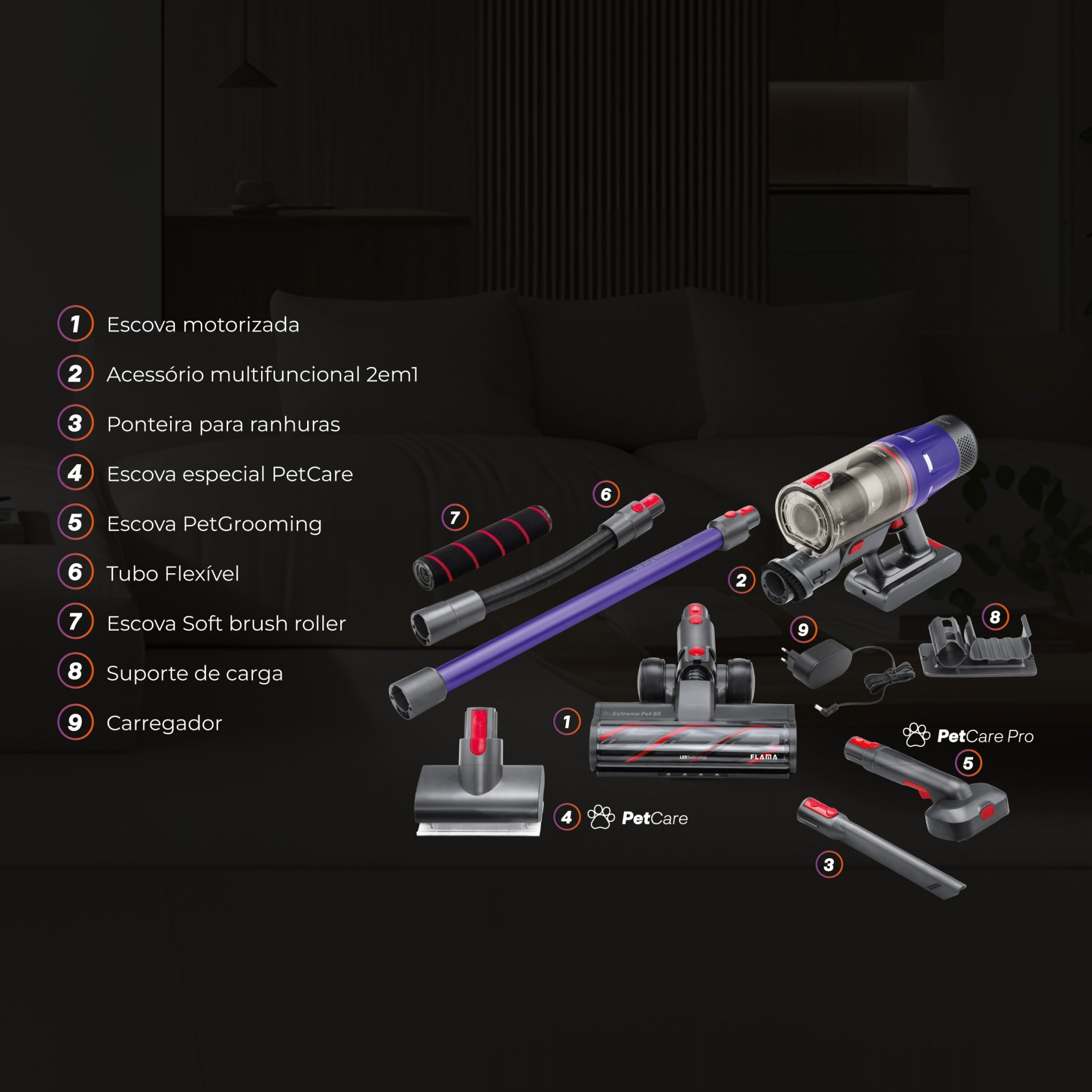 Aspirador Vertical ProExtreme Pet 85 Sem Fios 1648FL