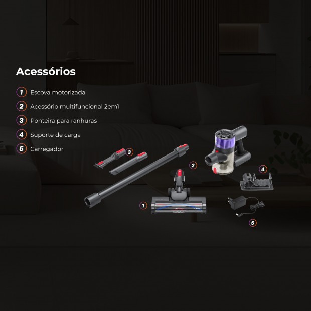 Aspirador Vertical ProClean 40 Sem Fios 1644FL Aspirador Vertical ProClean 40 Sem Fios 1644FL