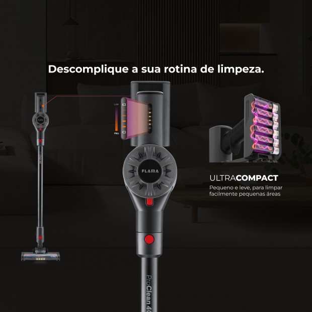 Aspirador Vertical ProClean 40 Sem Fios 1644FL Aspirador Vertical ProClean 40 Sem Fios 1644FL