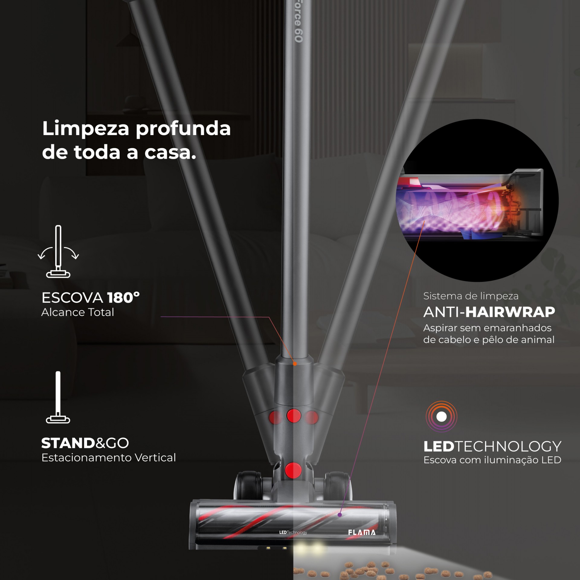 Aspirador Vertical ProForce 60 Sem Fios 1645FL