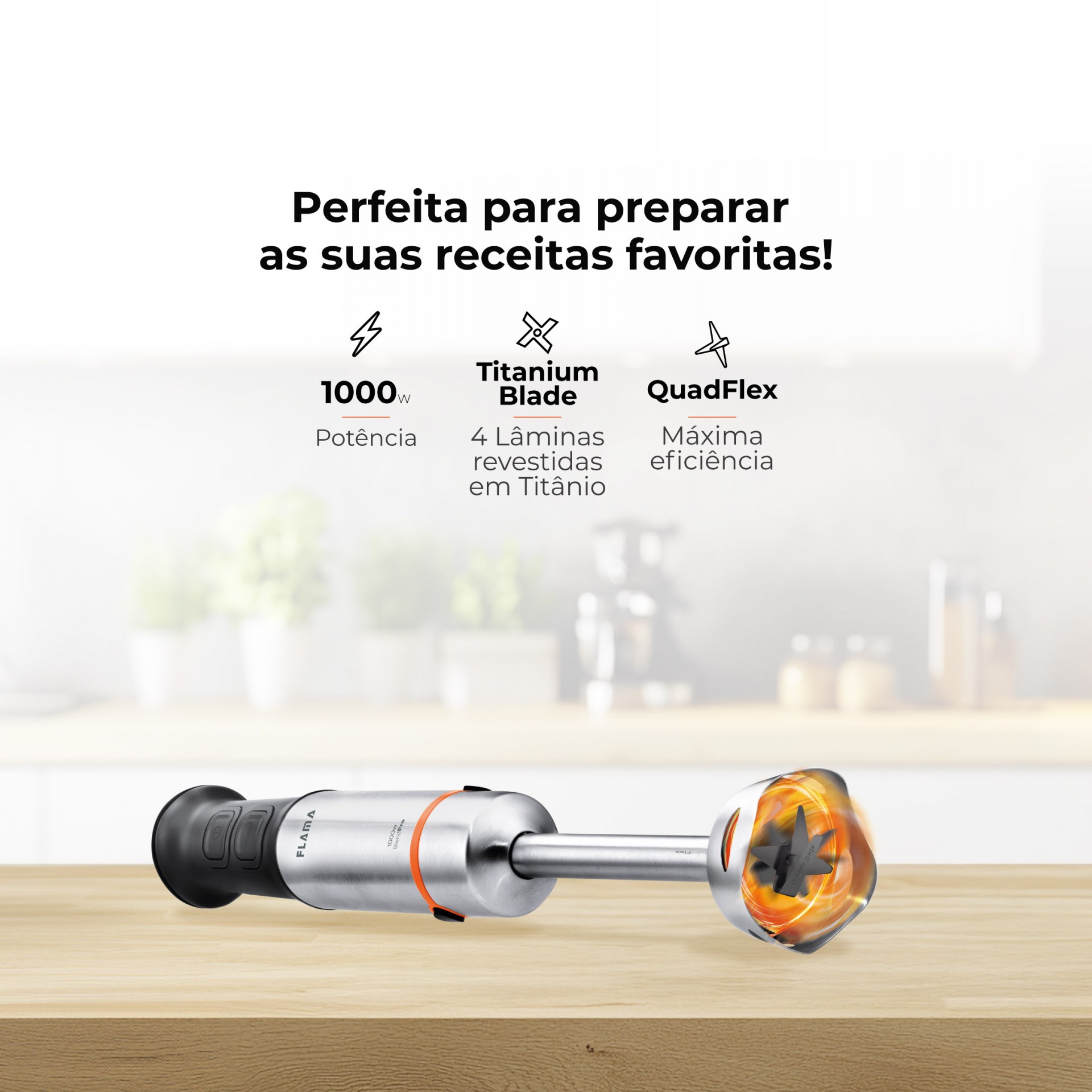 Varinha Mágica BlendPro QuadFlex TitaniumBlade 1000W 2042FL