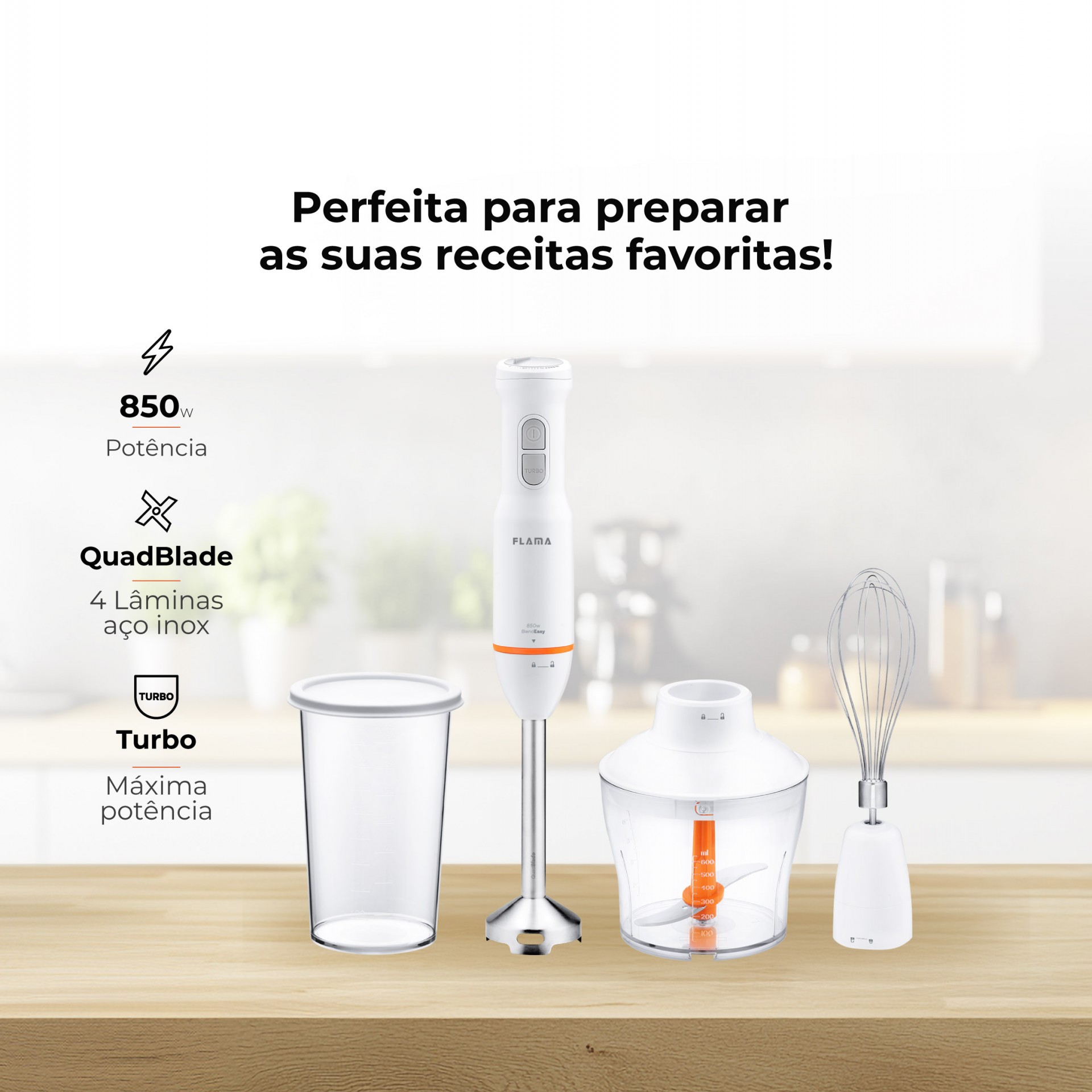 Varinha Mágica BlendEasy QuadBlade C/ Acessórios 850W 2052FL