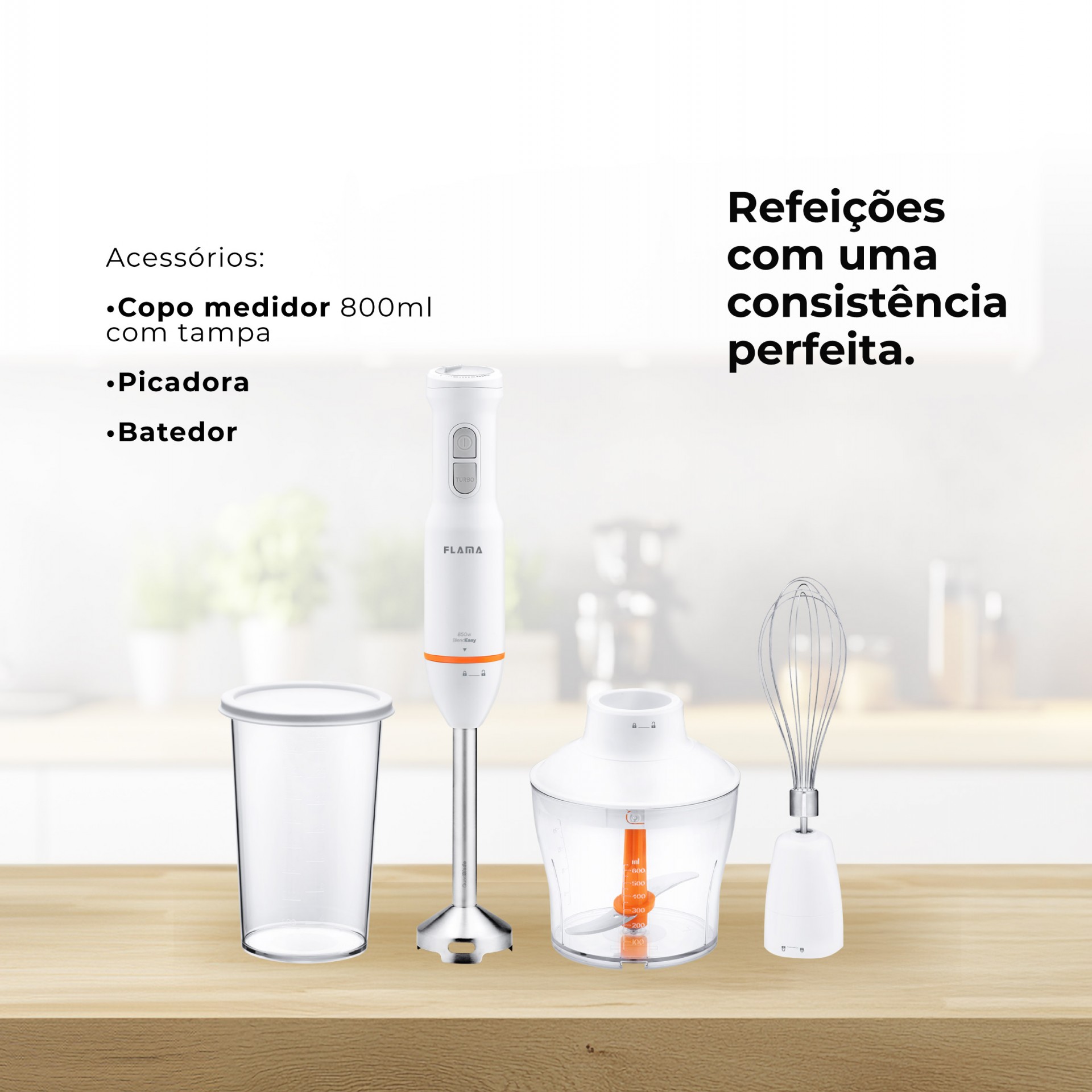 Varinha Mágica BlendEasy QuadBlade C/ Acessórios 850W 2052FL