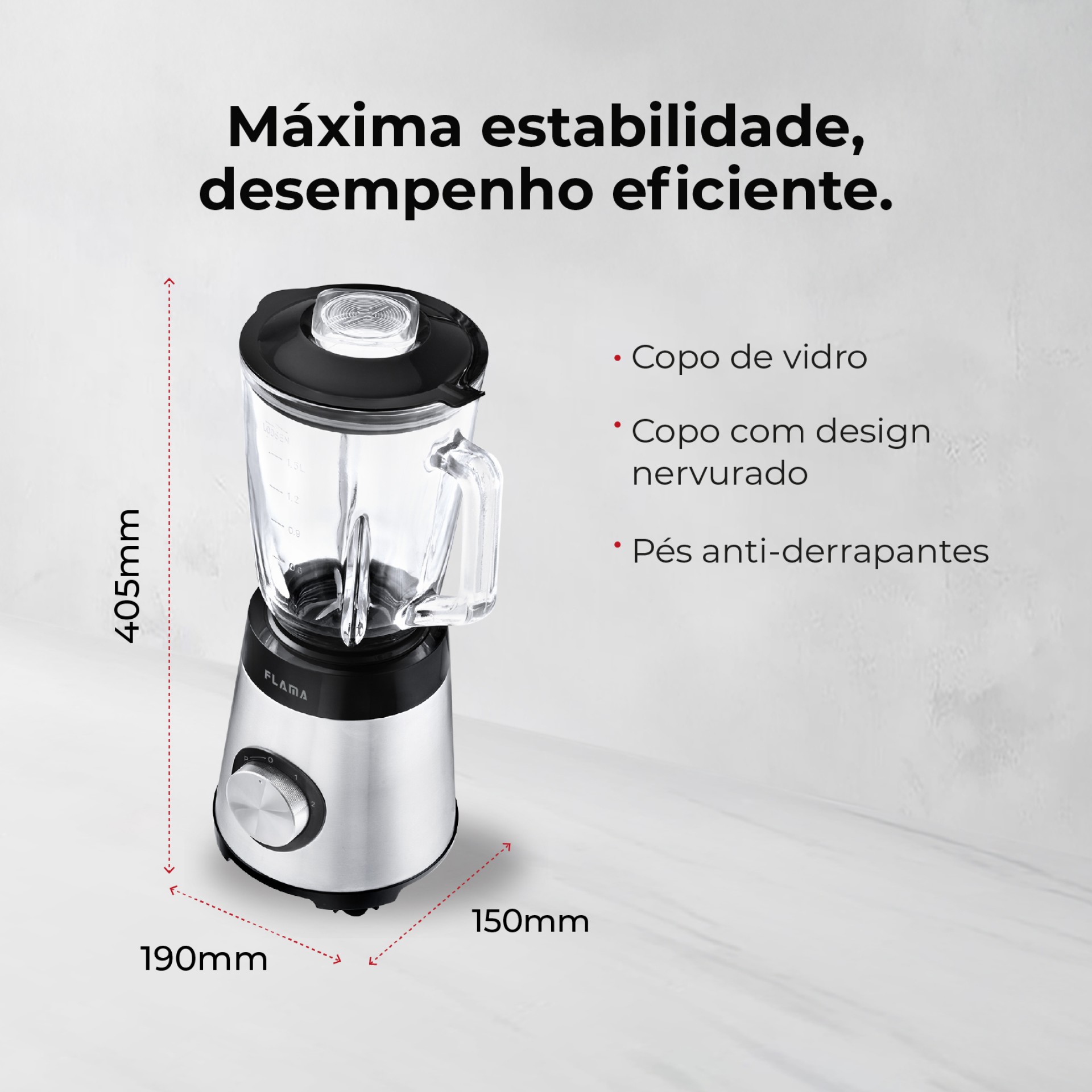 Liquidificadora Inox 1300W Com Copo de Vidro 2237FL