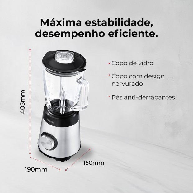 Liquidificadora Inox 1300W Com Copo de Vidro 2237FL Liquidificadora Inox 1300W Com Copo de Vidro 2237FL