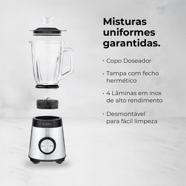 Liquidificadora Inox 1300W Com Copo de Vidro 2237FL Liquidificadora Inox 1300W Com Copo de Vidro 2237FL