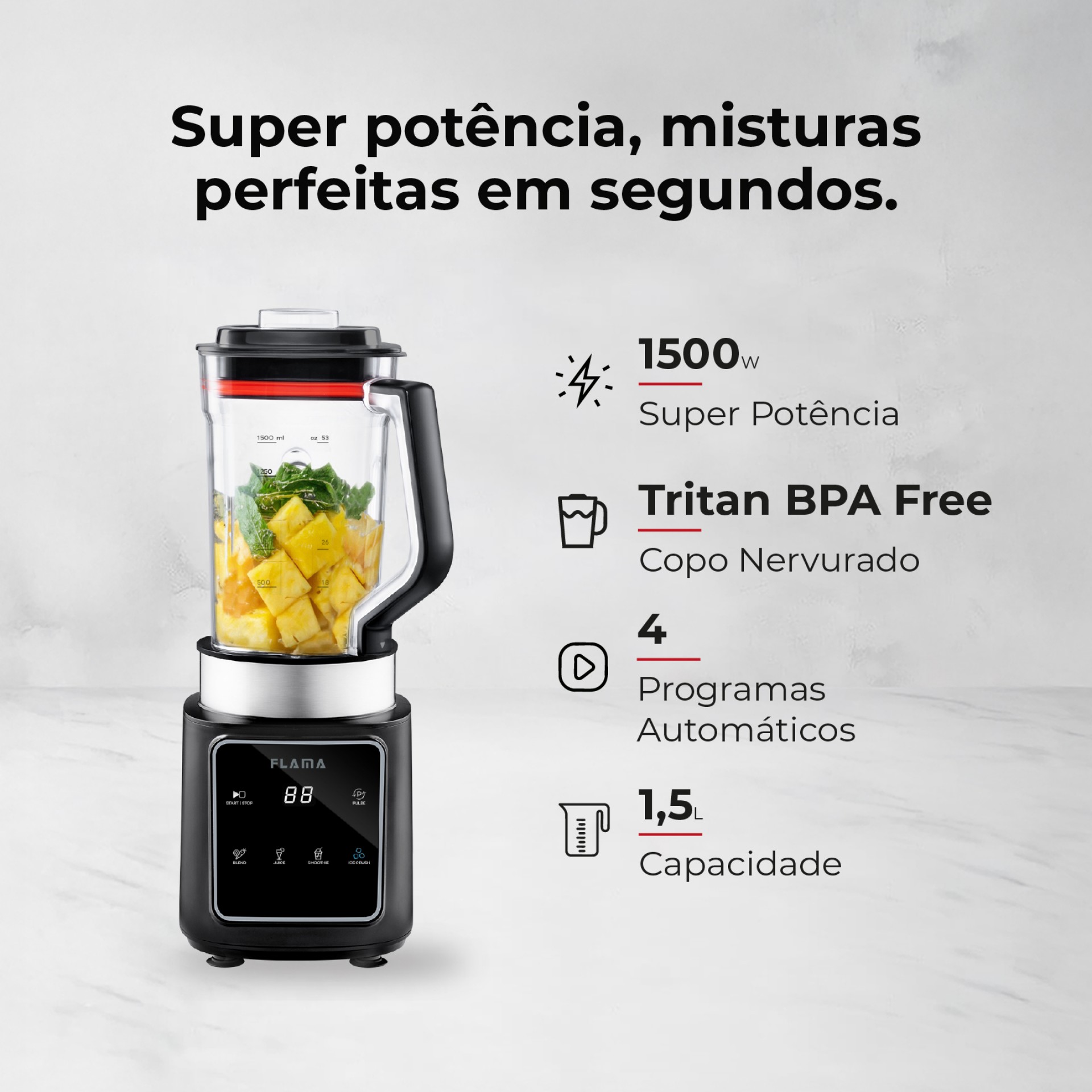 Liquidificadora Digital 1500W Com Copo Tritan 2253FL