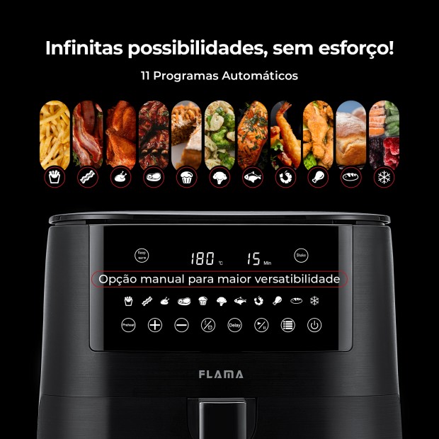 Fritadeira Sem leo Air Fryer 7L Preta 682FL