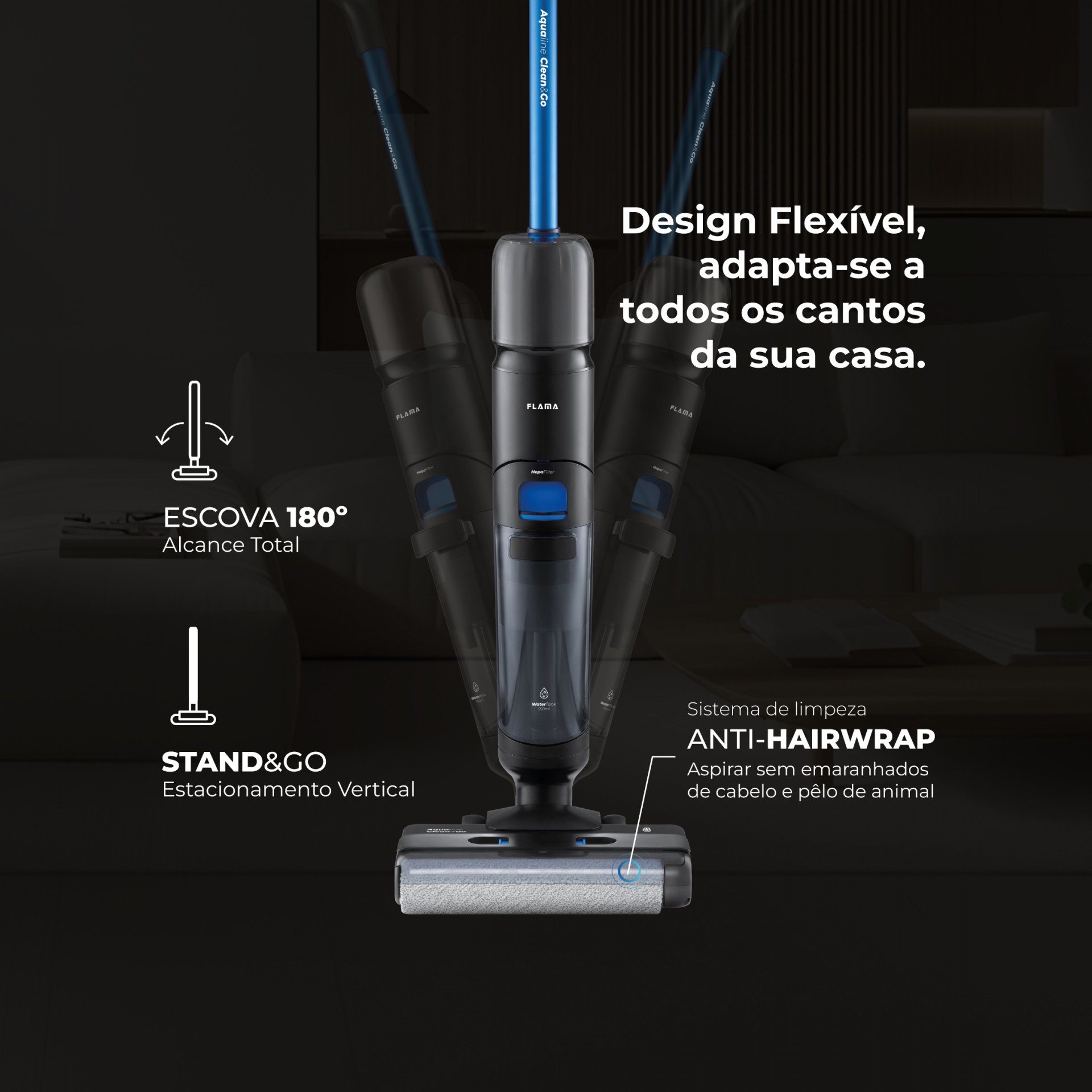 Aspirador Vertical Aqualine Clean&Go 1691FL