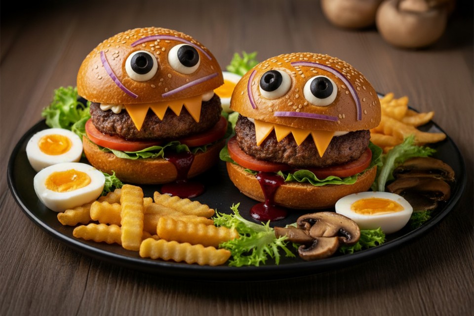 Receitas Halloween - Hambrguer Terrorfico