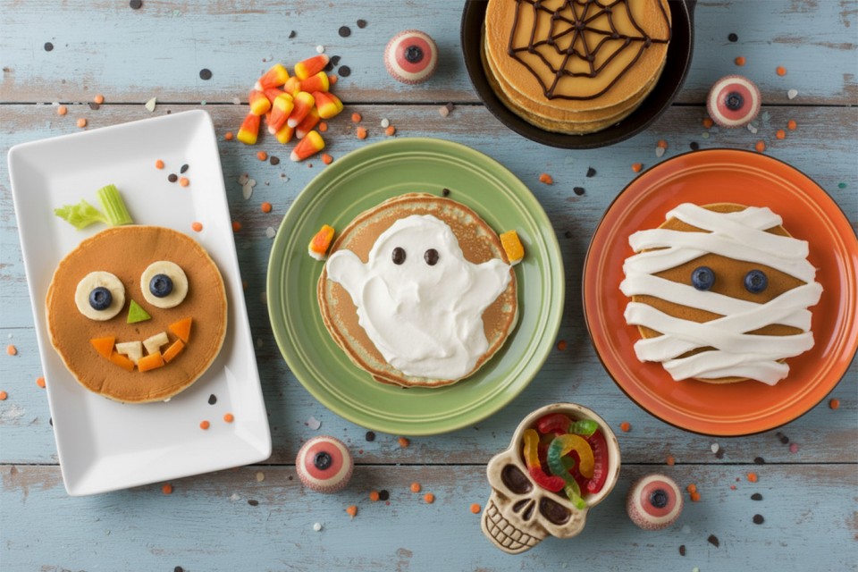 Receitas Halloween - Panquecas de Abbora Monstruosas