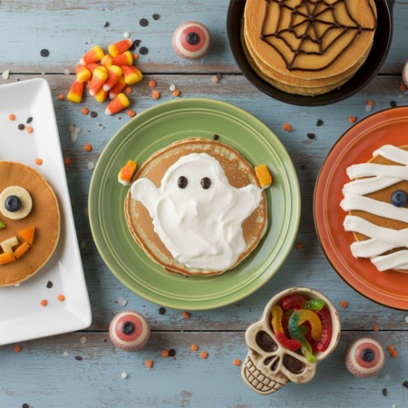 Receitas Halloween - Panquecas de Abóbora Monstruosas